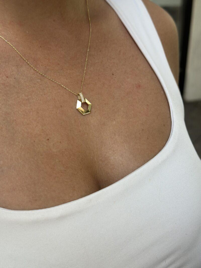 Hexagon - Kette mit Anhänger - 585er Gold - Juwelier Di-EL