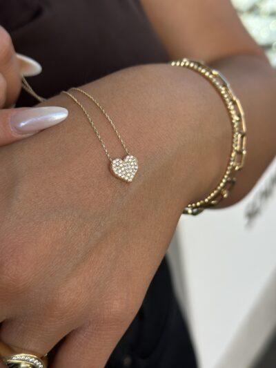 Pave Herz Zirkonia - Kette mit Anhänger - 585er Gold - Juwelier Di-EL