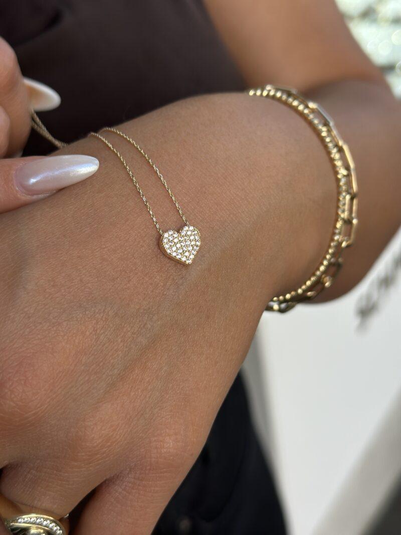 Pave Herz Zirkonia - Kette mit Anhänger - 585er Gold - Juwelier Di-EL