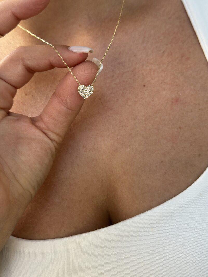 Pave Herz Zirkonia - Kette mit Anhänger - 585er Gold - Juwelier Di-EL – Bild 3