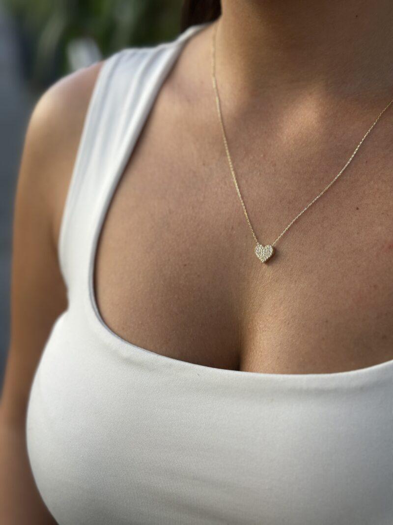 Pave Herz Zirkonia - Kette mit Anhänger - 585er Gold - Juwelier Di-EL – Bild 2