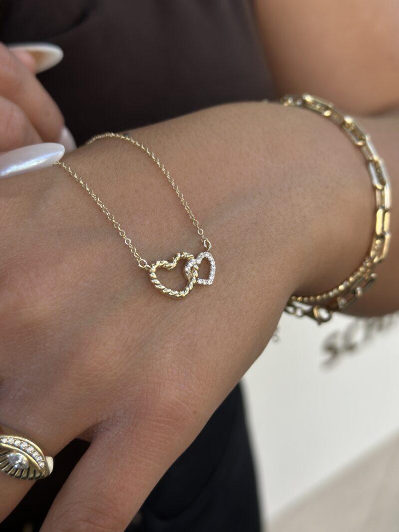 Zwei Herzen - Kette mit Anhänger - 585er Gold - Juwelier Di-EL – Bild 2