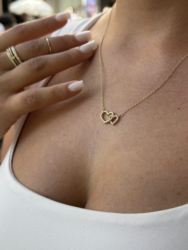 Zwei Herzen - Kette mit Anhänger - 585er Gold - Juwelier Di-EL – Bild 5