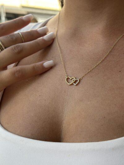Zwei Herzen - Kette mit Anhänger - 585er Gold - Juwelier Di-EL