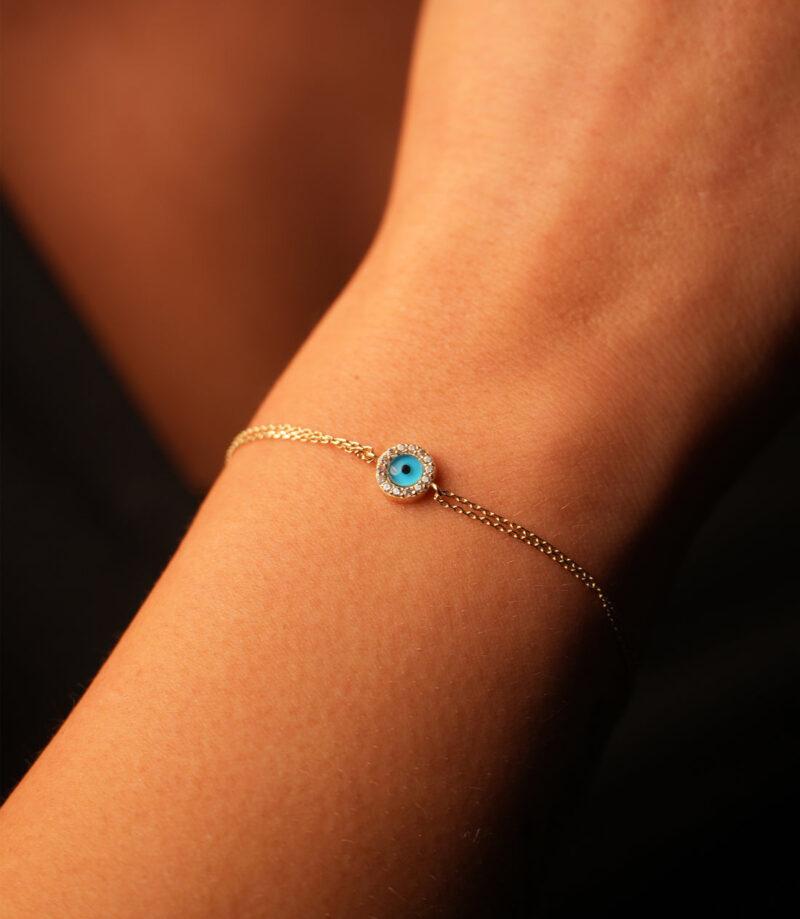 Nazar Rund Zirkonia -Armband - 585er Gold - Juwelier Di-EL