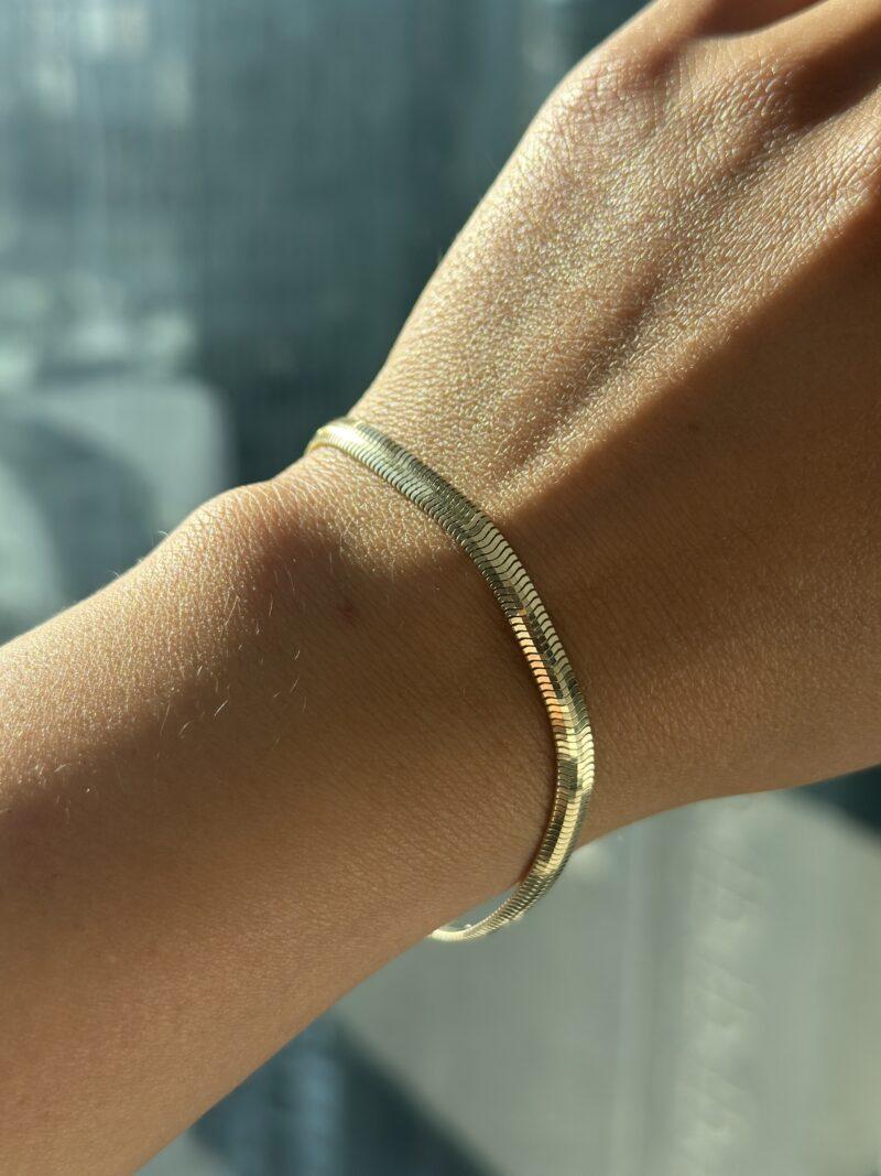 Flache Schlangenkette -Armband - 585er Gold - Juwelier Di-EL – Bild 4