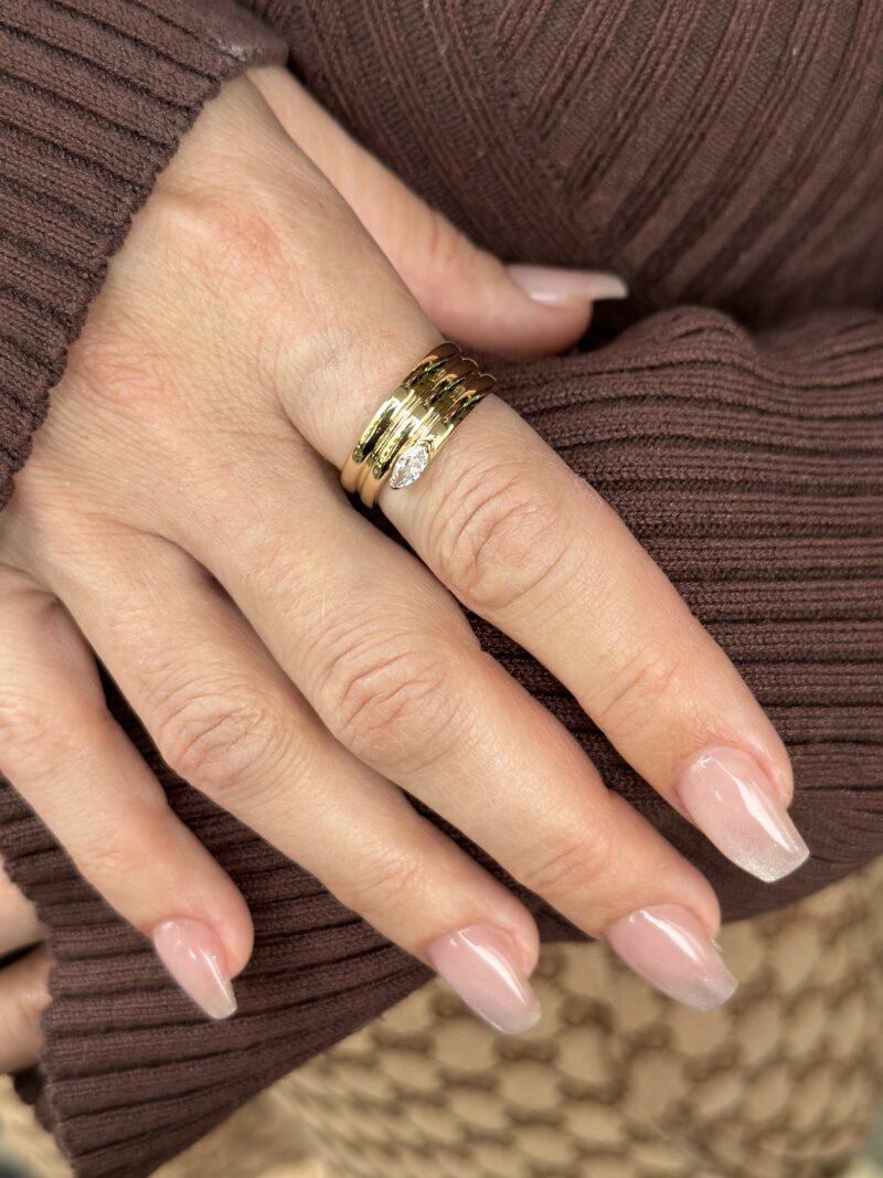Schlangen Tropfen -Ring - 585er Gold - Juwelier Di-EL