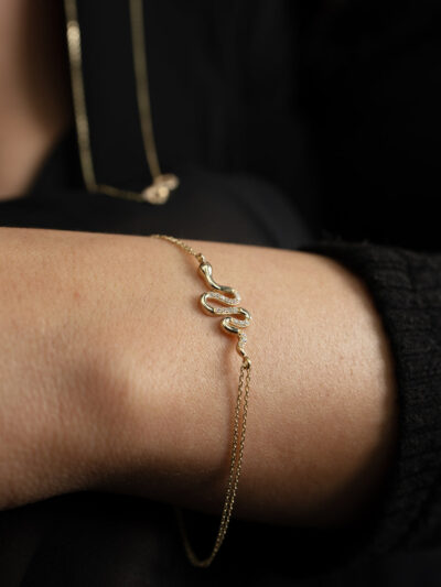 Schlange Zirkonia -Armband - 585er Gold - Juwelier Di-EL
