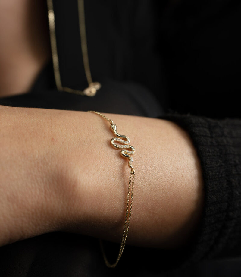 Schlange Zirkonia -Armband - 585er Gold - Juwelier Di-EL