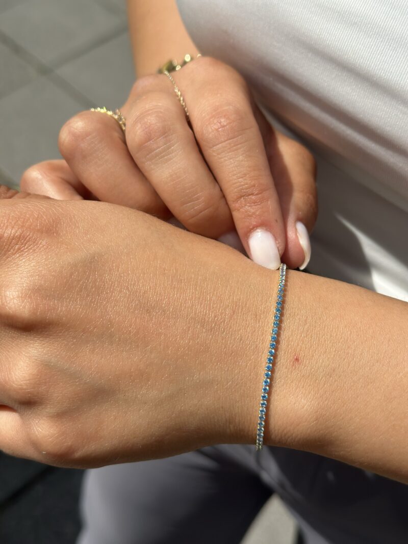 Tennis Hellblau -Armband - 585er Gold - Juwelier Di-EL – Bild 6