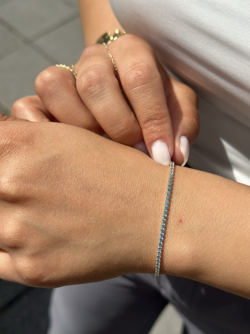 Tennis Hellblau -Armband - 585er Gold - Juwelier Di-EL – Bild 5