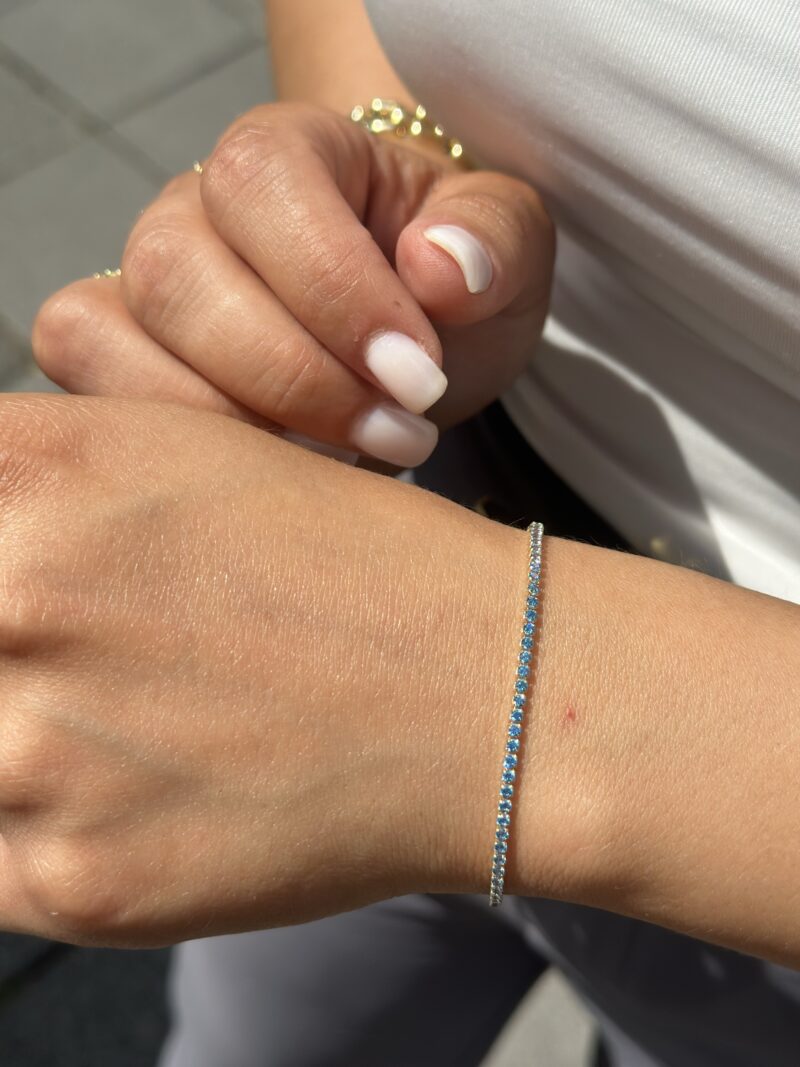 Tennis Hellblau -Armband - 585er Gold - Juwelier Di-EL – Bild 4