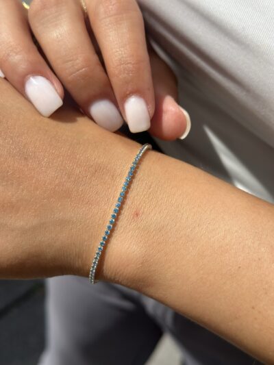 Tennis Hellblau -Armband - 585er Gold - Juwelier Di-EL