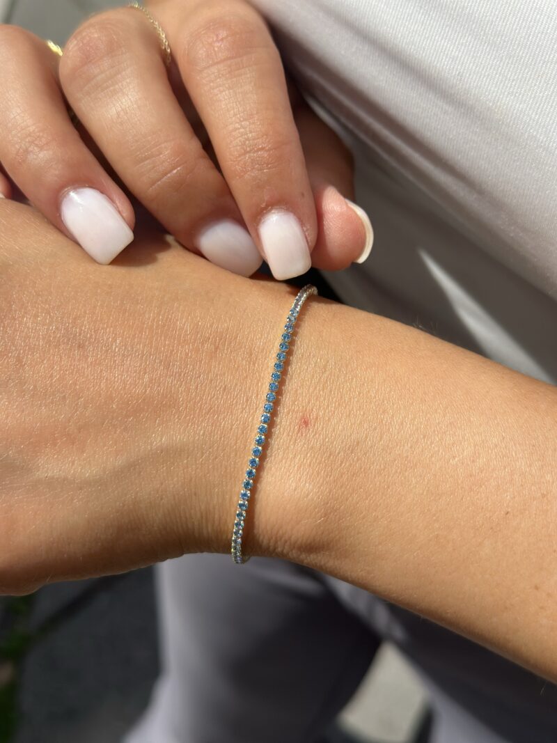 Tennis Hellblau -Armband - 585er Gold - Juwelier Di-EL – Bild 2
