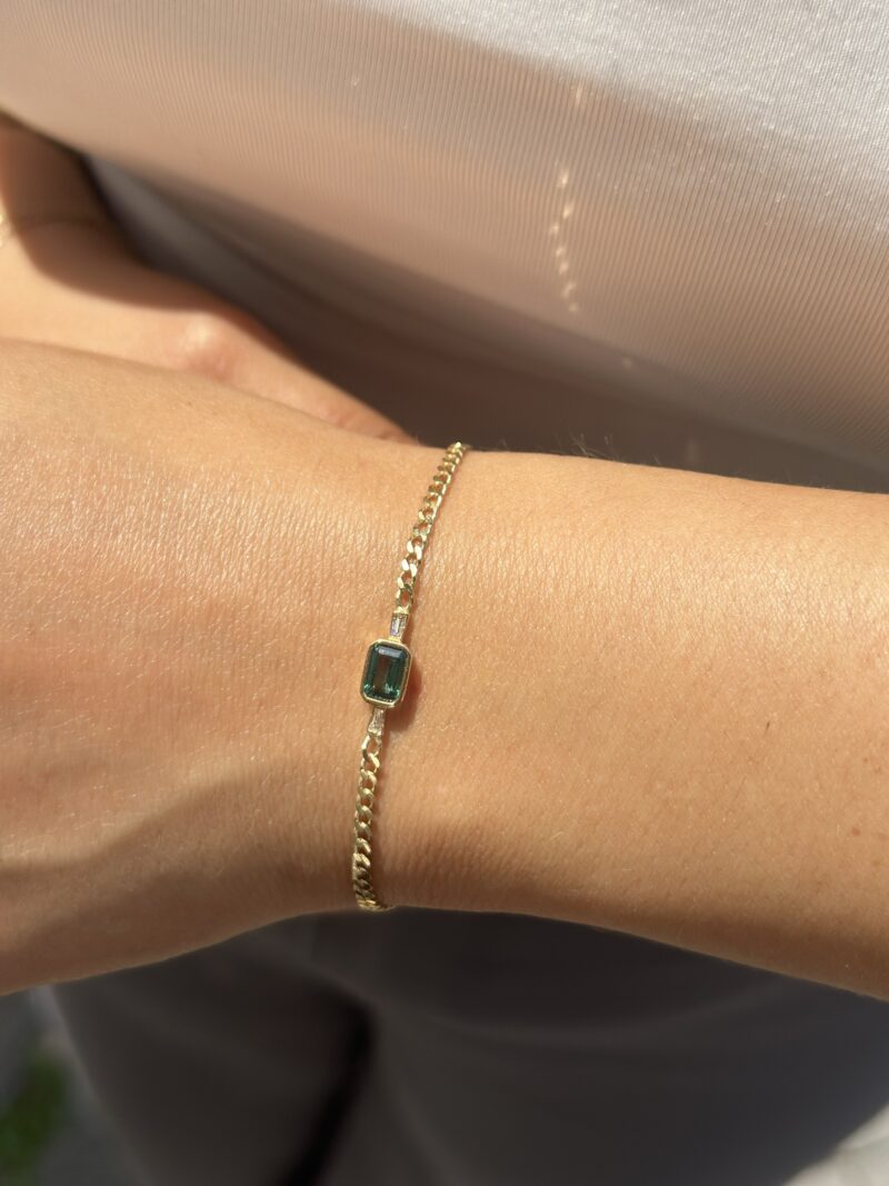 Grüner Baguette-Armband - 585er Gold - Juwelier Di-EL – Bild 6