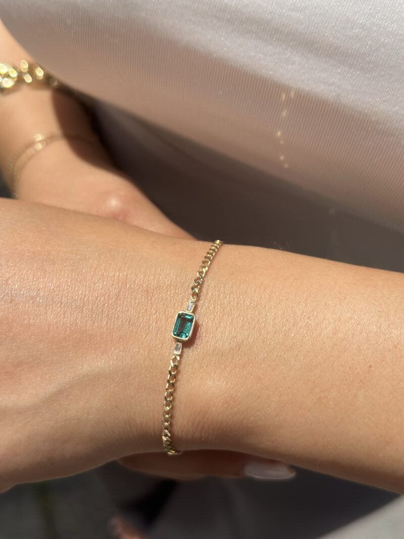 Grüner Baguette-Armband - 585er Gold - Juwelier Di-EL