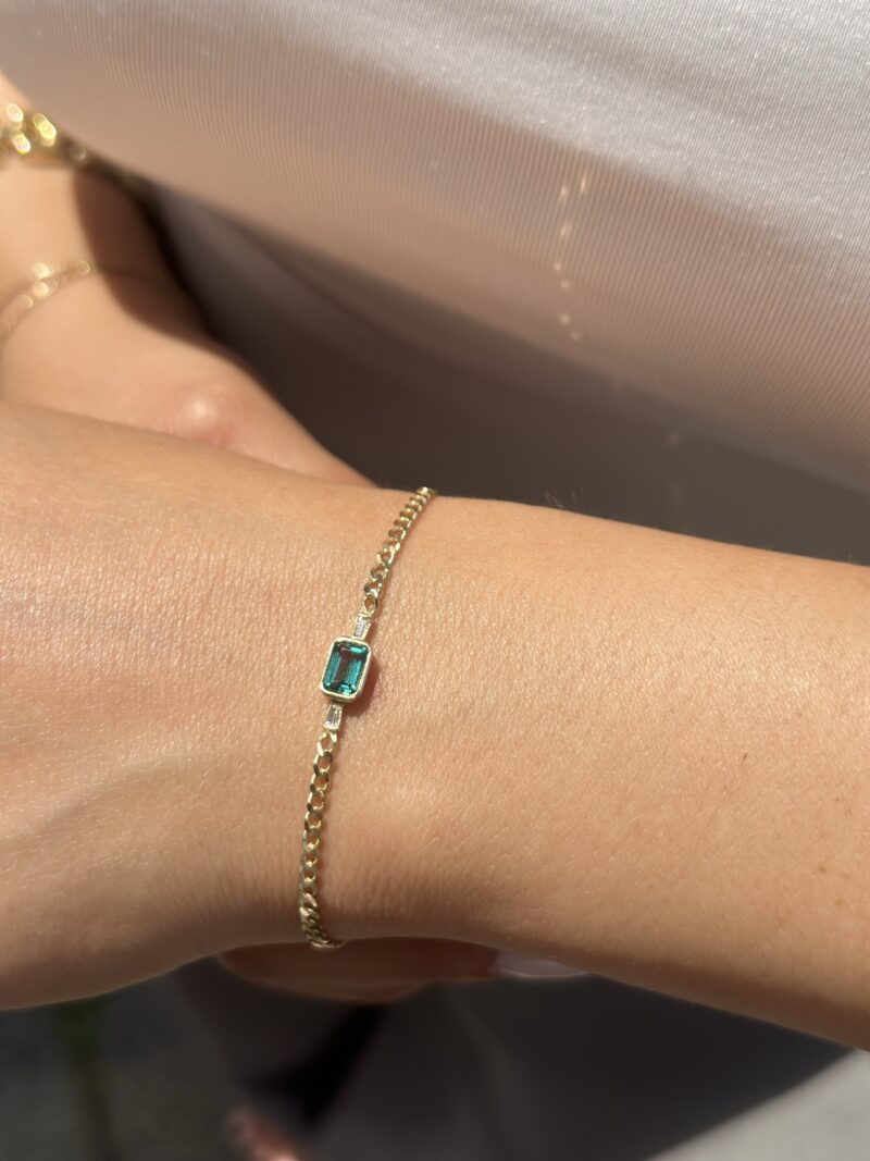 Grüner Baguette-Armband - 585er Gold - Juwelier Di-EL – Bild 5