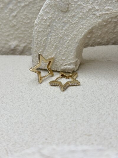 Stern Creolen Zirkonia -Ohrring - 585er Gold - Juwelier Di-EL