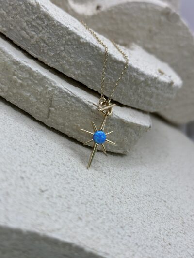 Polarstern Opalit Blau- Halskette - 585er Gold - Juwelier Di-EL