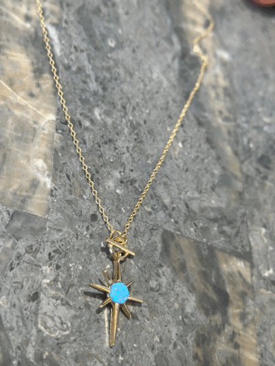 Polarstern Opalit Blau- Halskette - 585er Gold - Juwelier Di-EL