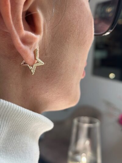 Stern Creolen Zirkonia -Ohrring - 585er Gold - Juwelier Di-EL