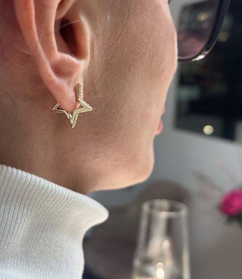 Stern Creolen Zirkonia -Ohrring - 585er Gold - Juwelier Di-EL