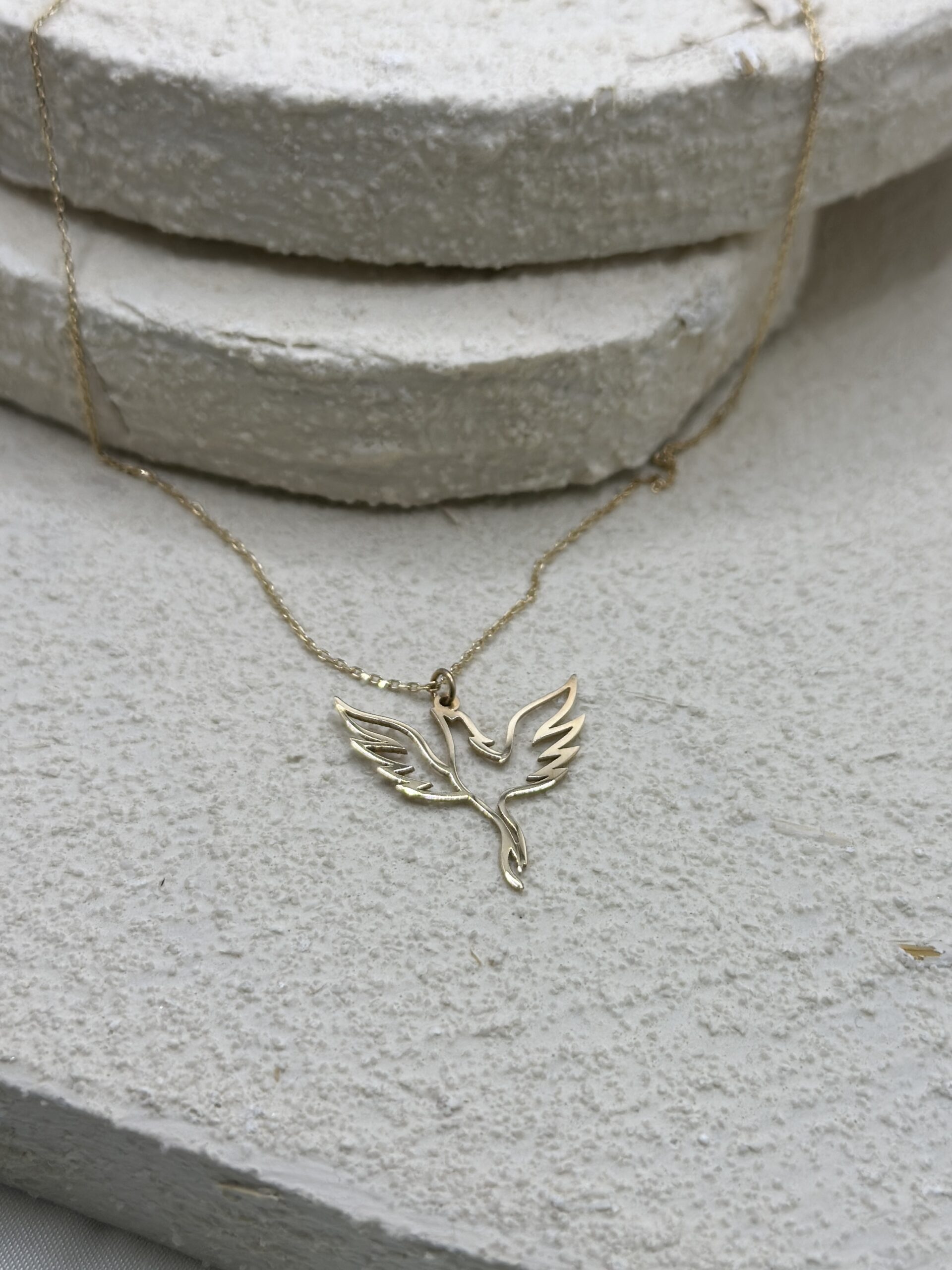 Phönix poliert- Kette mit Anhänger - 585er Gold - Juwelier Di-EL