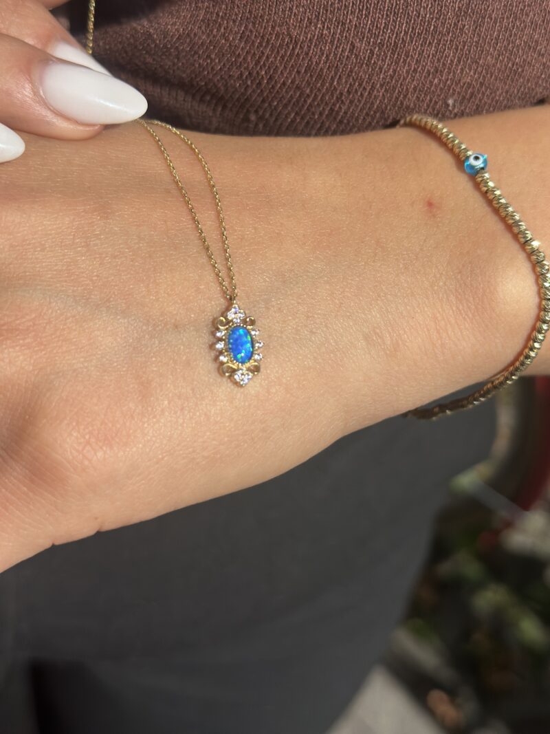 Opalit blau Antik - Kette mit Anhänger - 585er Gold - Juwelier Di-EL – Bild 5
