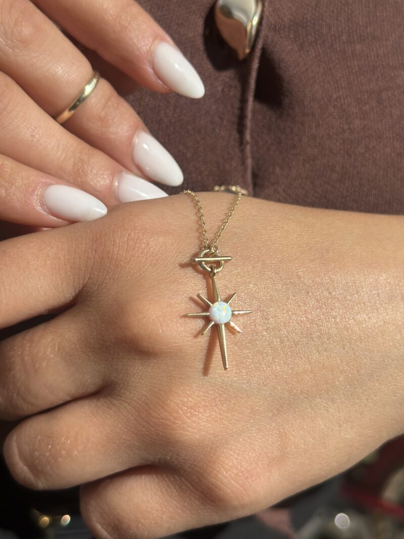 Polarstern Opalit Weiß - Kette mit Anhänger - 585er Gold - Juwelier Di-EL – Bild 4