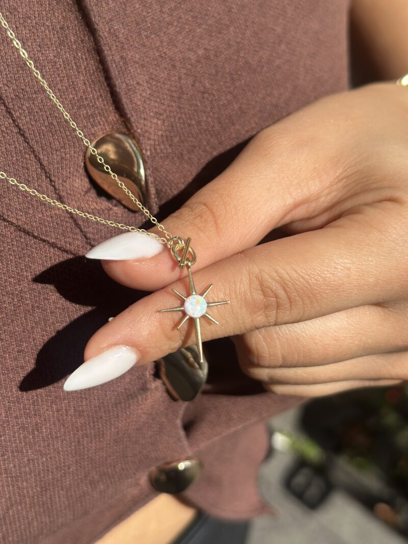 Polarstern Opalit Weiß - Kette mit Anhänger - 585er Gold - Juwelier Di-EL – Bild 6