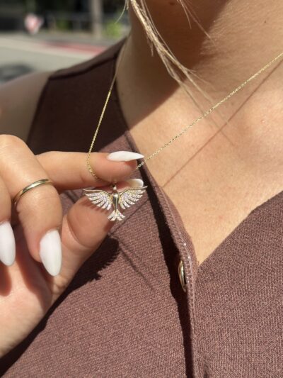 Phönix weiß- Kette mit Anhänger - 585er Gold - Juwelier Di-EL