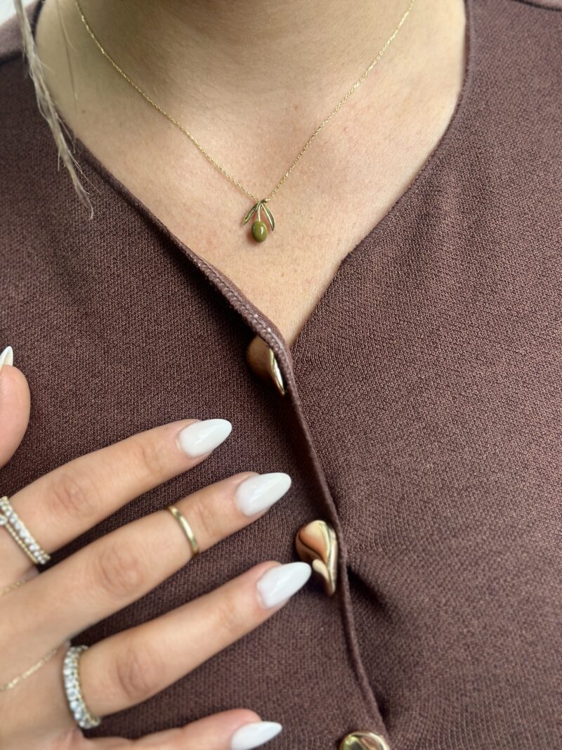 Olive d'Or grün- Kette mit Anhänger - 585er Gold - Juwelier Di-EL – Bild 4