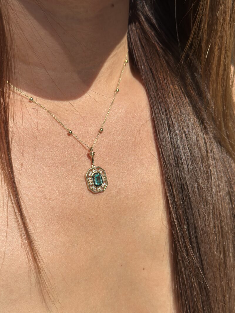 Baguette Edel Grün- Kette mit Anhänger - 585er Gold - Juwelier Di-EL – Bild 6