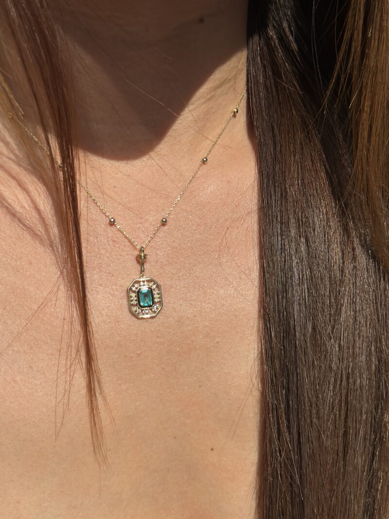 Baguette Edel Grün- Kette mit Anhänger - 585er Gold - Juwelier Di-EL – Bild 7