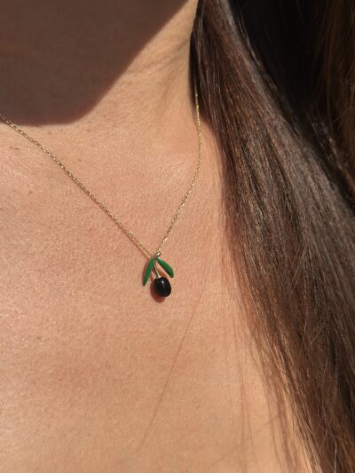 Olive d'Or schwarz- Kette mit Anhänger - 585er Gold - Juwelier Di-EL
