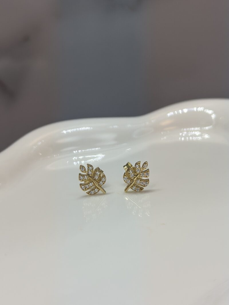 Blattform Stecker -Ohrring - 585er Gold - Juwelier Di-EL