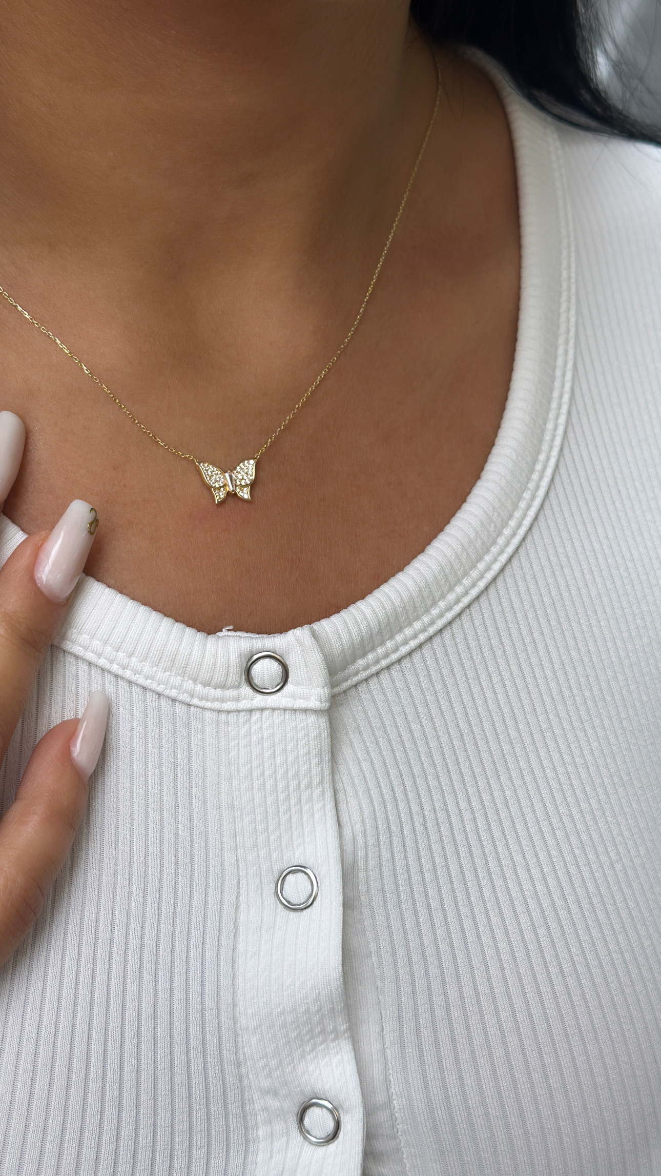 Schmetterling Glitzer- Kette mit Anhänger - 585er Gold - Juwelier Di-EL – Bild 2