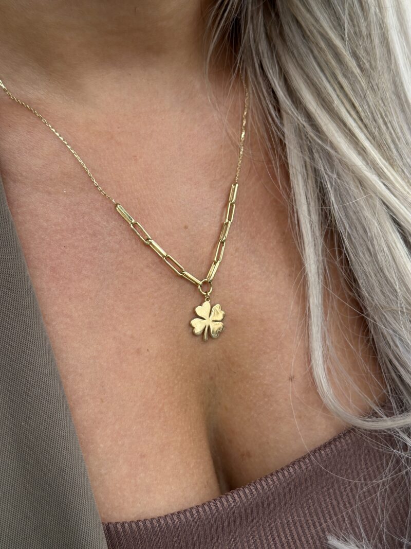 Kleeblatt Glieder - Kette mit Anhänger - 585er Gold - Juwelier Di-EL – Bild 3