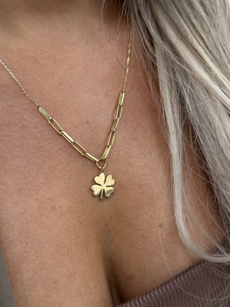 Kleeblatt Glieder - Kette mit Anhänger - 585er Gold - Juwelier Di-EL