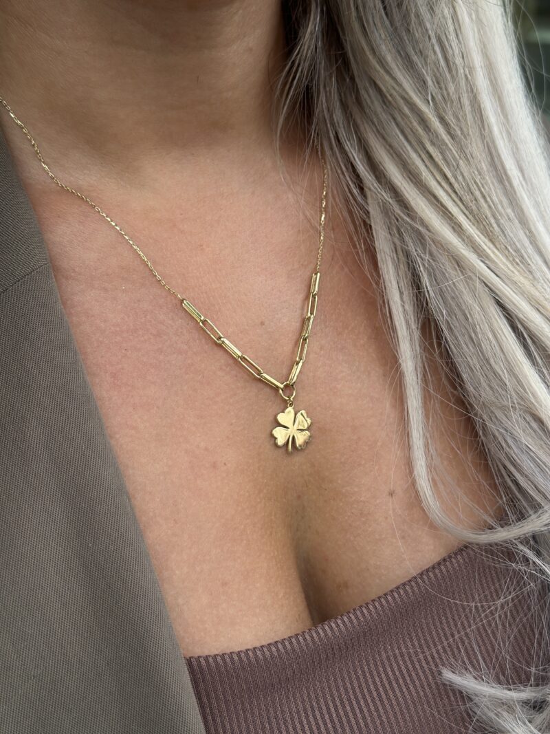 Kleeblatt Glieder - Kette mit Anhänger - 585er Gold - Juwelier Di-EL – Bild 4