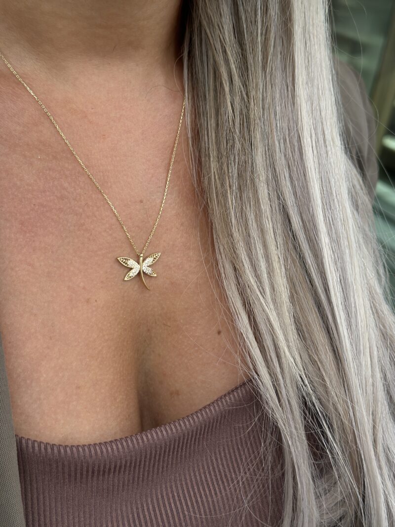 Libelle Glitzer - Kette mit Anhänger - 585er Gold - Juwelier Di-EL – Bild 2