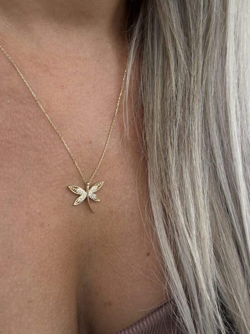 Libelle Glitzer - Kette mit Anhänger - 585er Gold - Juwelier Di-EL – Bild 6