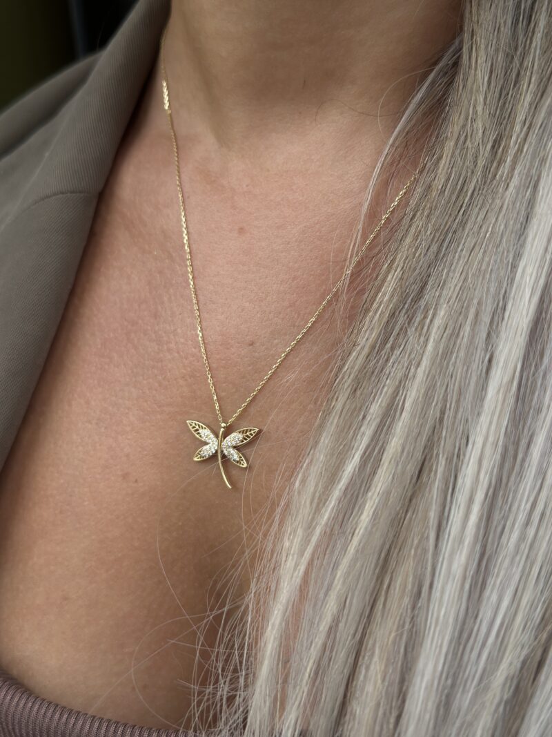 Libelle Glitzer - Kette mit Anhänger - 585er Gold - Juwelier Di-EL – Bild 5
