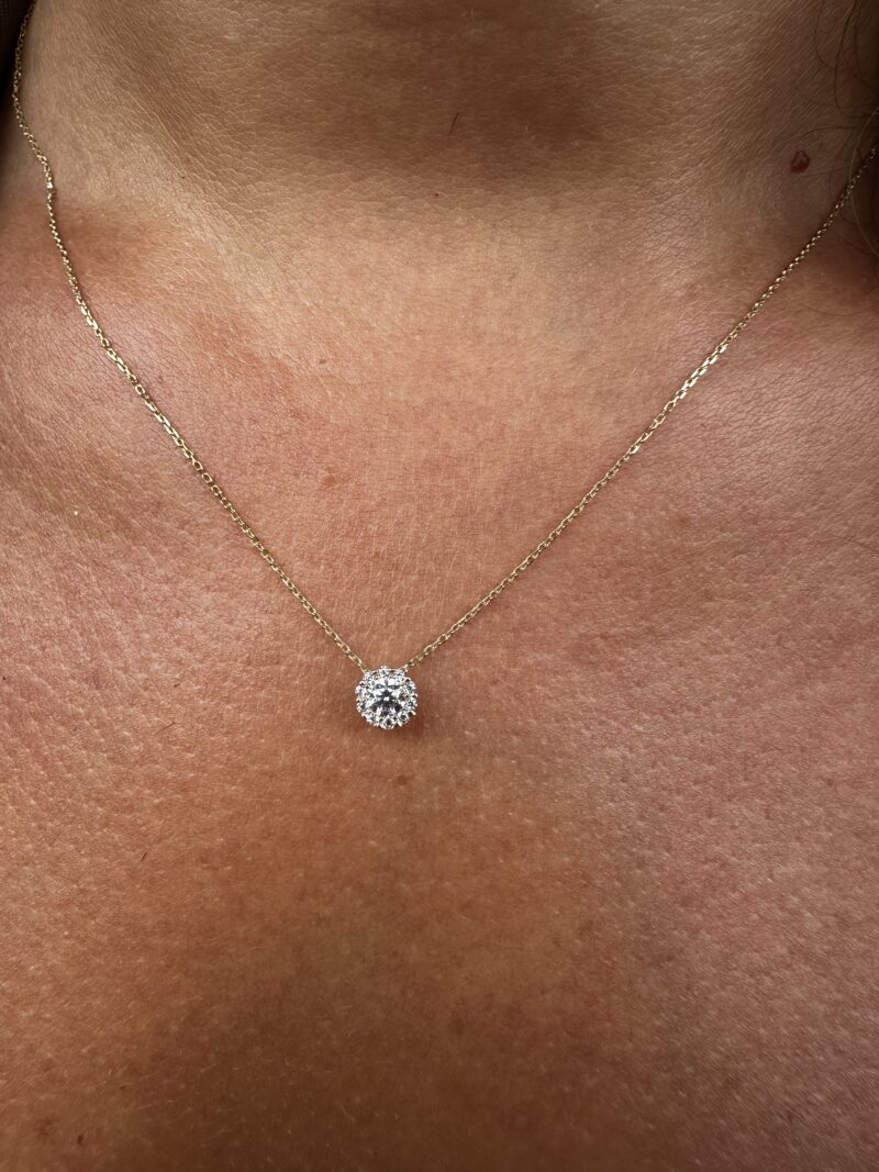 Baguette Rund Halo - Kette mit Anhänger - 585er Gold - Juwelier Di-EL – Bild 5