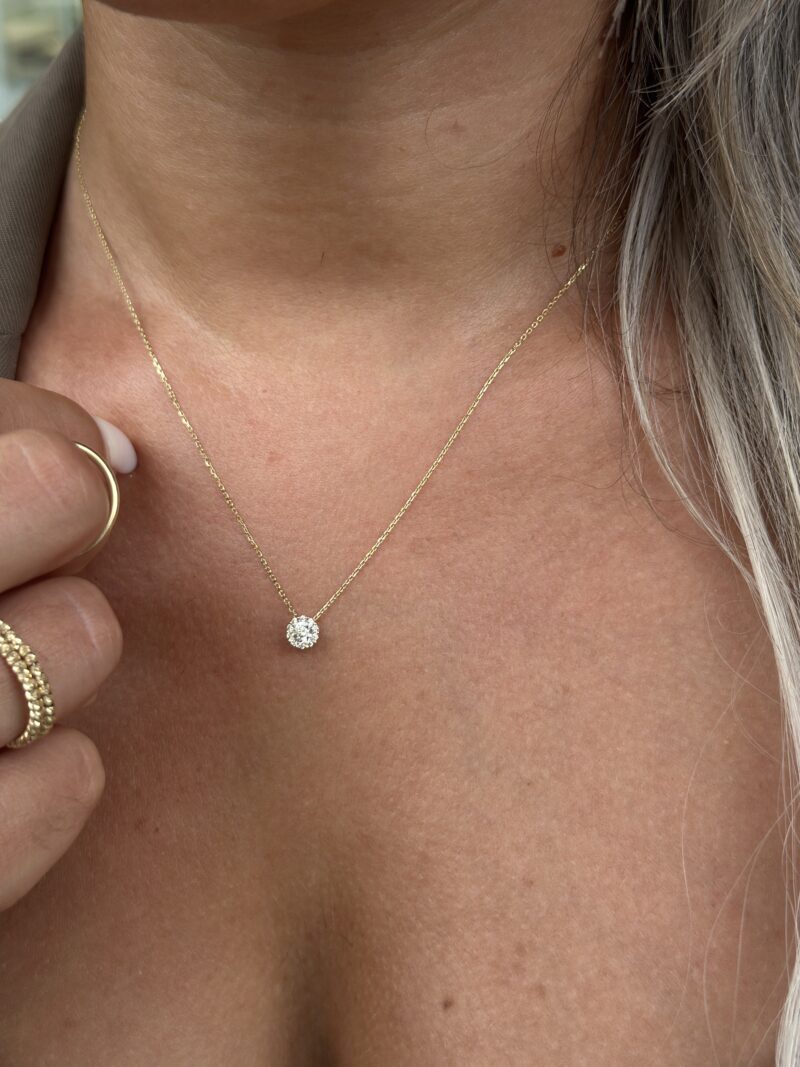 Baguette Rund Halo - Kette mit Anhänger - 585er Gold - Juwelier Di-EL – Bild 3