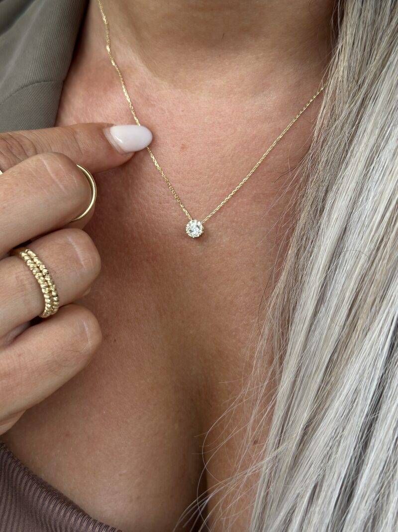 Baguette Rund Halo - Kette mit Anhänger - 585er Gold - Juwelier Di-EL – Bild 4