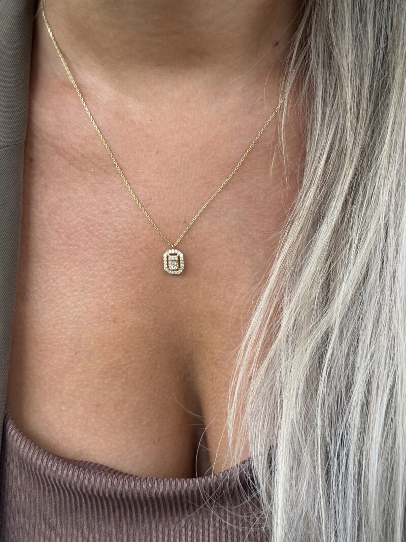 Baguette mit abgerundeten Ecken - Kette mit Anhänger - 585er Gold - Juwelier Di-EL – Bild 2