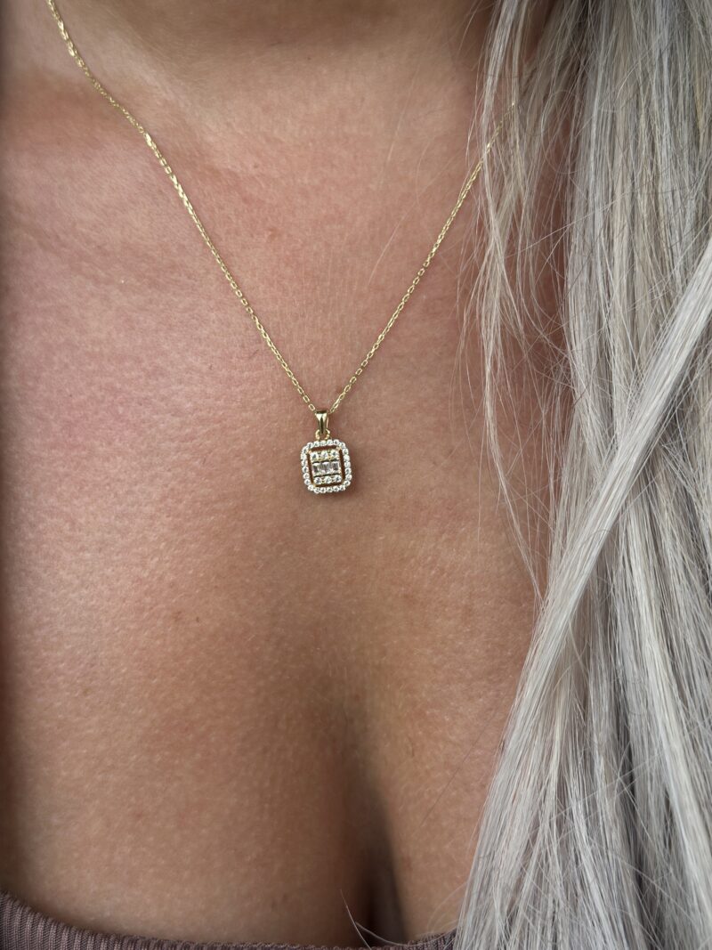 Baguette quadratisch weich - Kette mit Anhänger - 585er Gold - Juwelier Di-EL