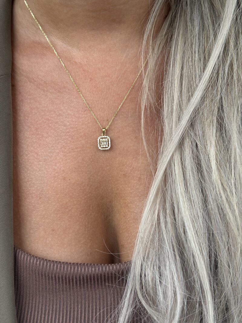 Baguette quadratisch weich - Kette mit Anhänger - 585er Gold - Juwelier Di-EL – Bild 3