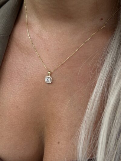 Baguette Princess quadratisch - Kette mit Anhänger - 585er Gold - Juwelier Di-EL